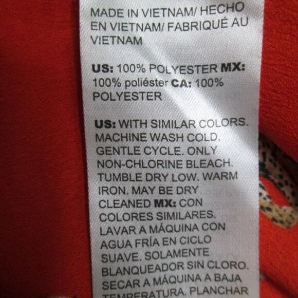 Nwot Leopard-Print Ruffle-Neck Long Sleeve Blouse-Reddish Orange-1P/8 - Picture 6 of 16